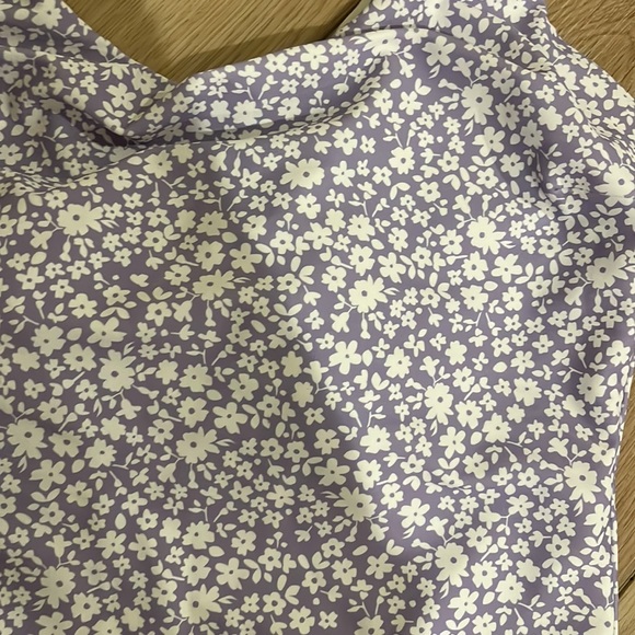 Like-new Albion Fit The Julia One Piece Swimsuit Lilac White Floral Tie Strap - Picture 8 of 10